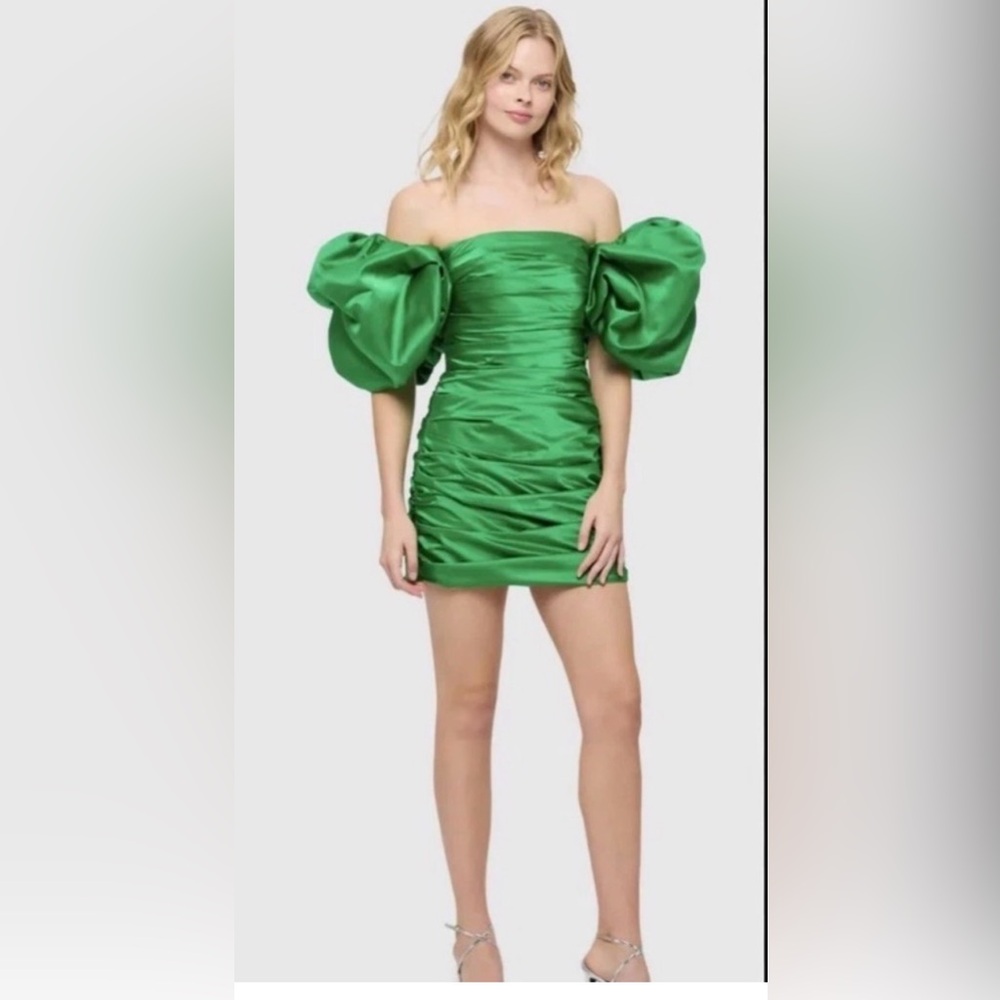 Leo Lin Dresses Leo Lin Brenda Puffy Sleeve Mini Dress Green
!